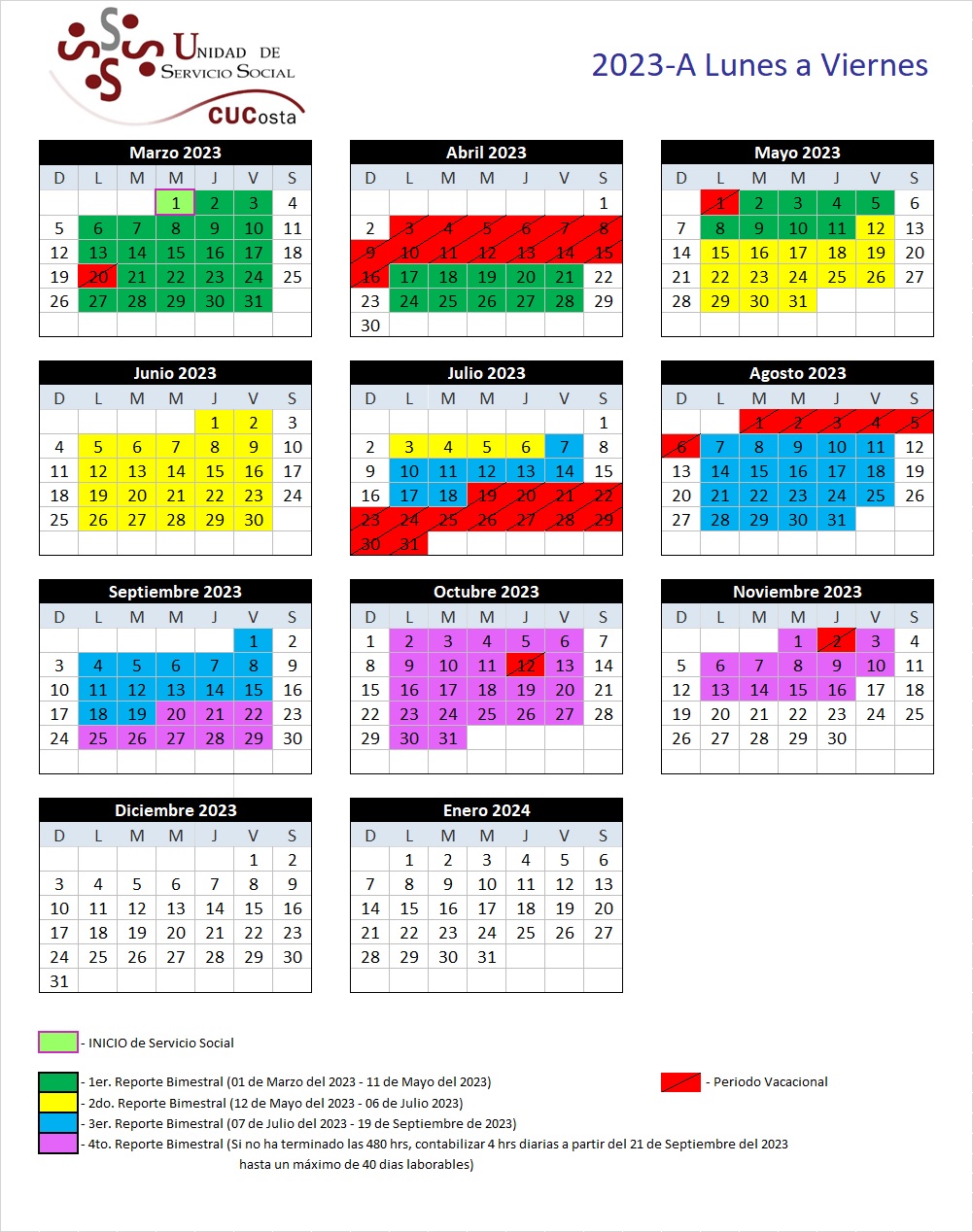 calendario servicio social