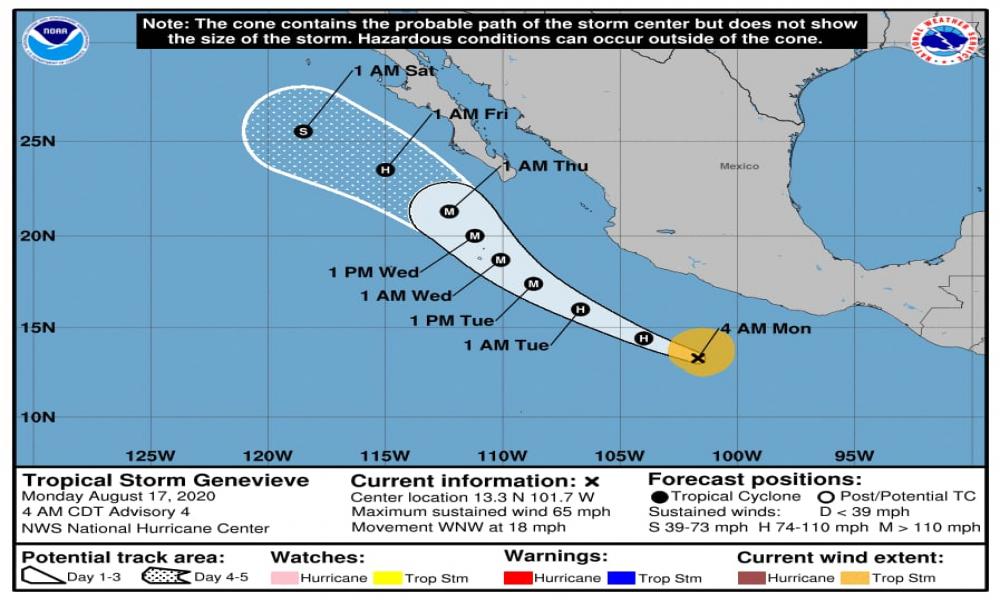 El huracán “Genevieve no amenaza costas nacionales